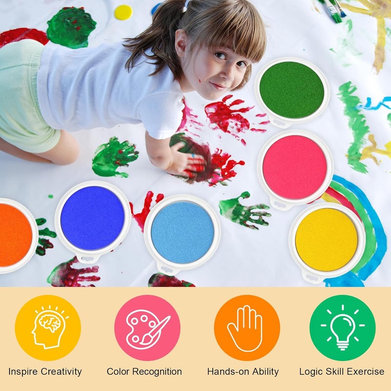 Hoiny 8 Colors 7" Large Ink Pads, Safe & Washable Stamp Pads for Kids, Vibrant Craft Ink Pad for Handprint & Footprint Art, Finger Painting, Card Making DIY Crafting, Paper, Wood, Fabric - Image 5